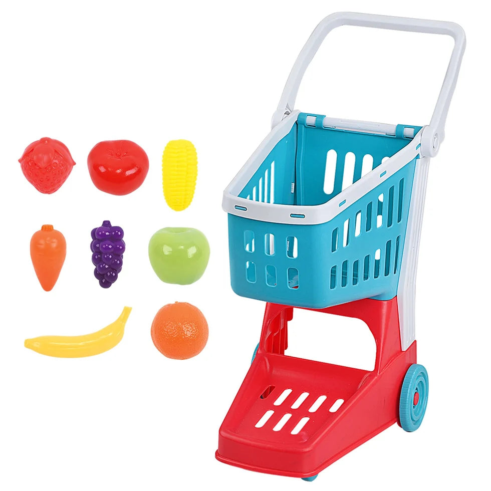 Playgo - Supermarket Push Trolley Playset - 9 Pieces