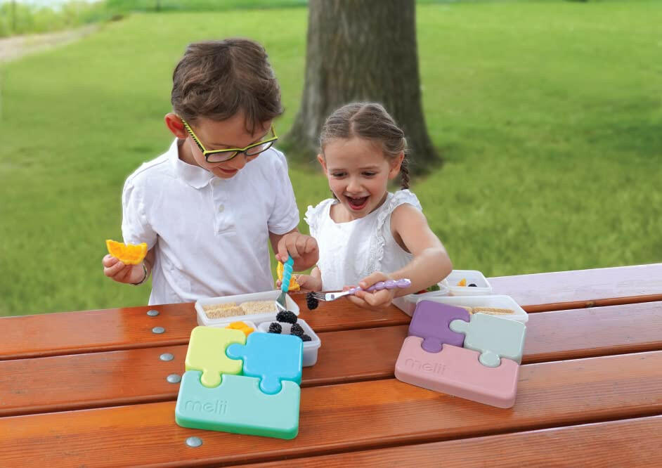 Melii Puzzle Container - Lime, Blue Green.
