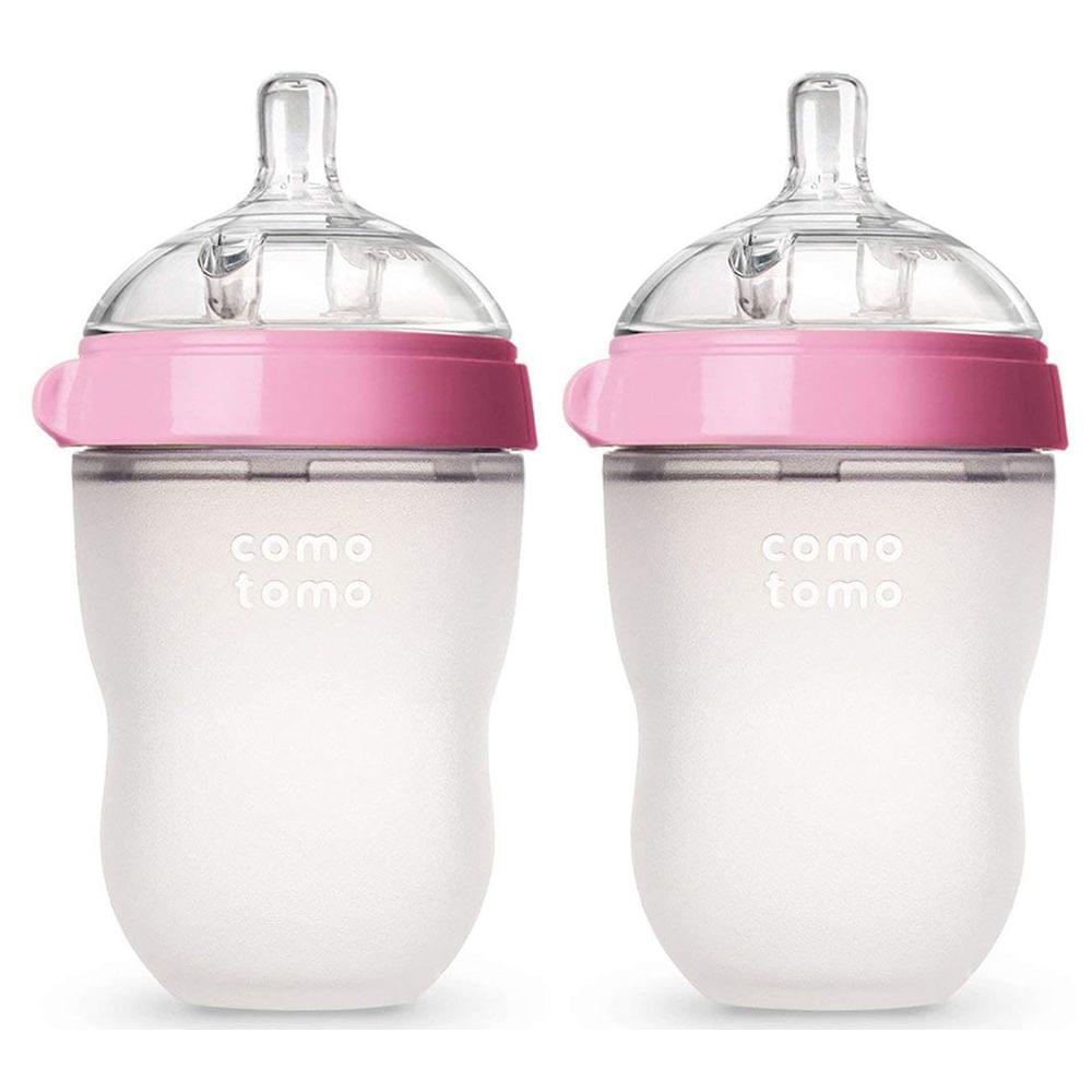 Comotomo Natural Feel Baby Bottle (Pink & White, 250ml)