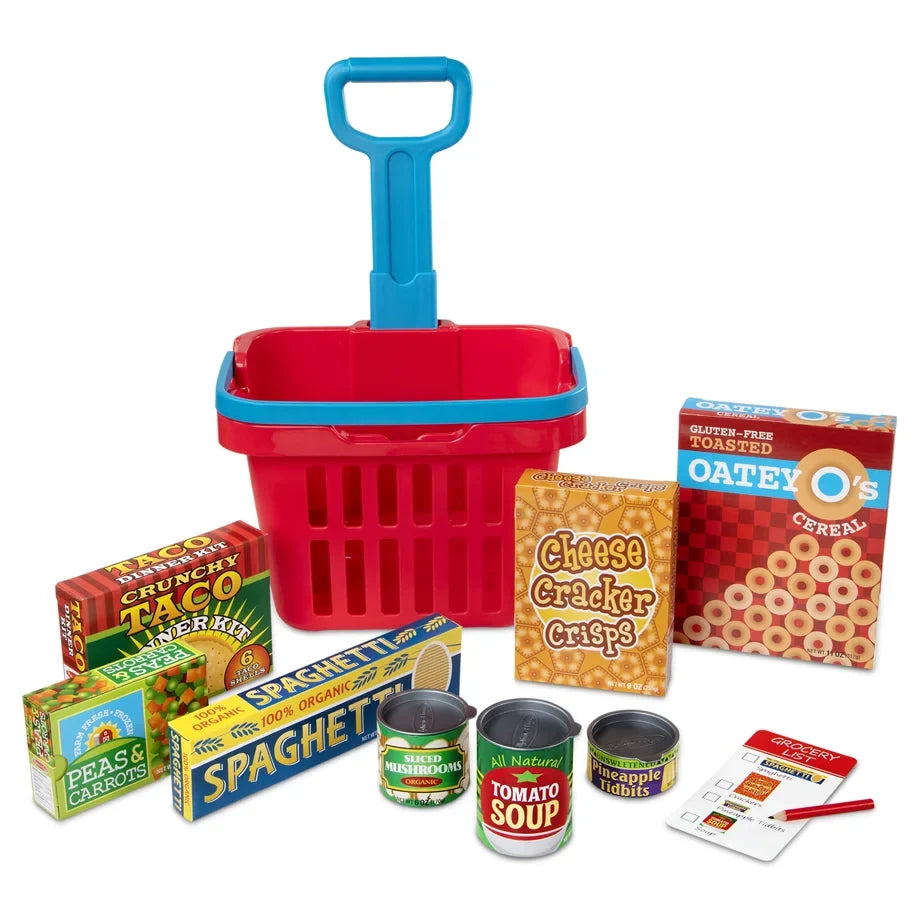 Melissa & Doug - Fill & Roll Grocery Basket Play Set - 11 Pcs - Multicolor