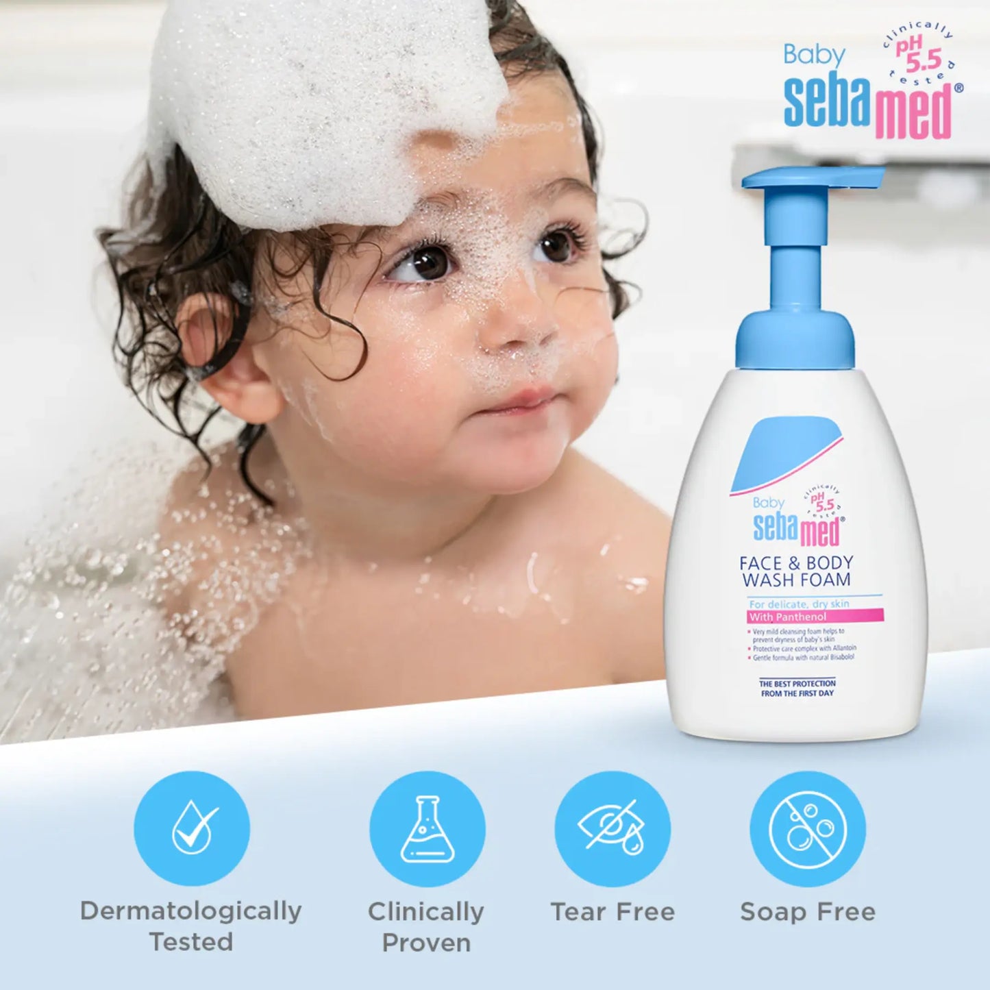 رغوة غسول سيباميد للأطفال للوجه والجسم، 400 ml