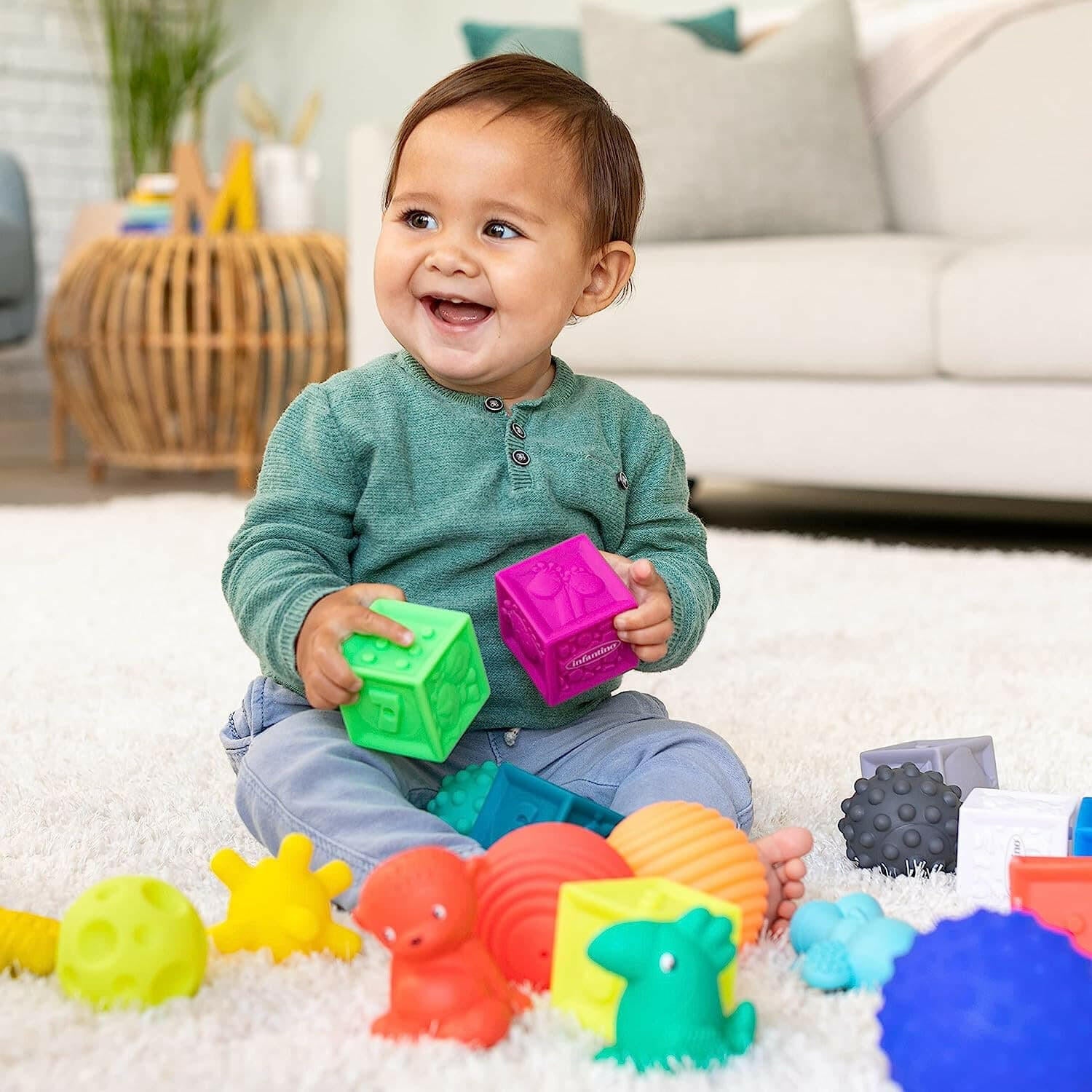 Infantino Sensory Balls, Blocks & Buddies - Textured, Soft & Colorful Toys.