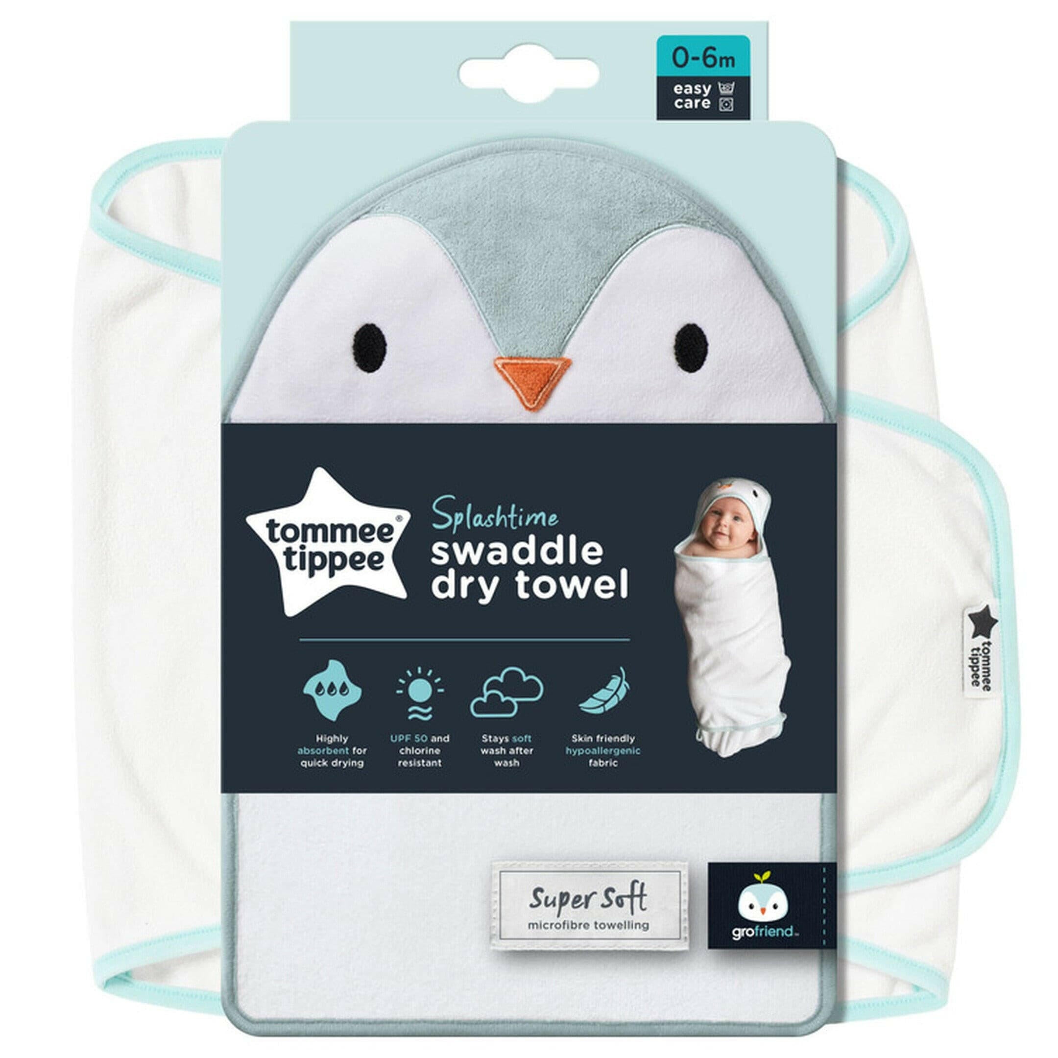 Tommee Tippee Splashtime Newborn Swaddle Dry Towel 0-6 months.