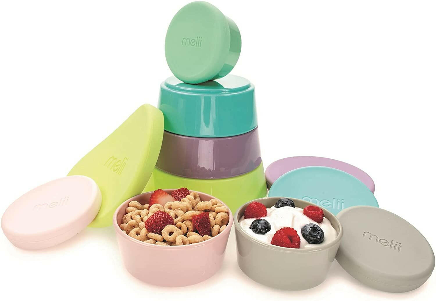 Melii Stacking & Nesting Containers with Silicone Lids - 6 Containers.