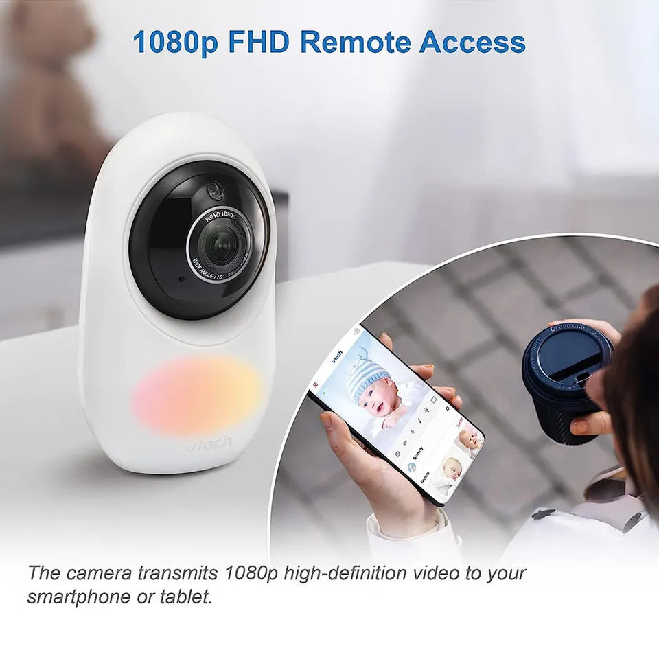 VTech - Wi-Fi 1080P HD Video Monitor with Remote Access - White - 2.8-Inch