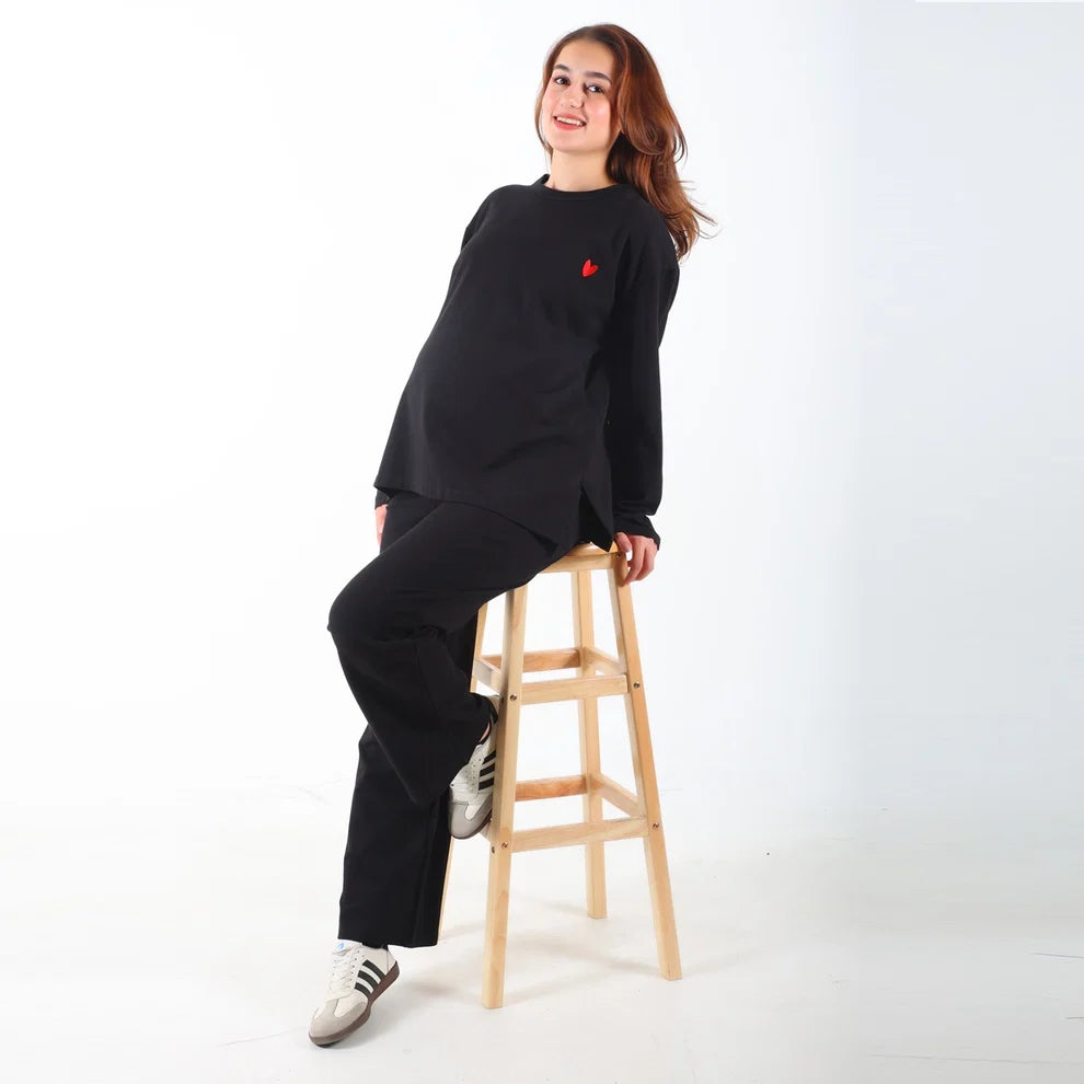 Become a Mom Lego Maternity Tracksuit (Black, Medium)