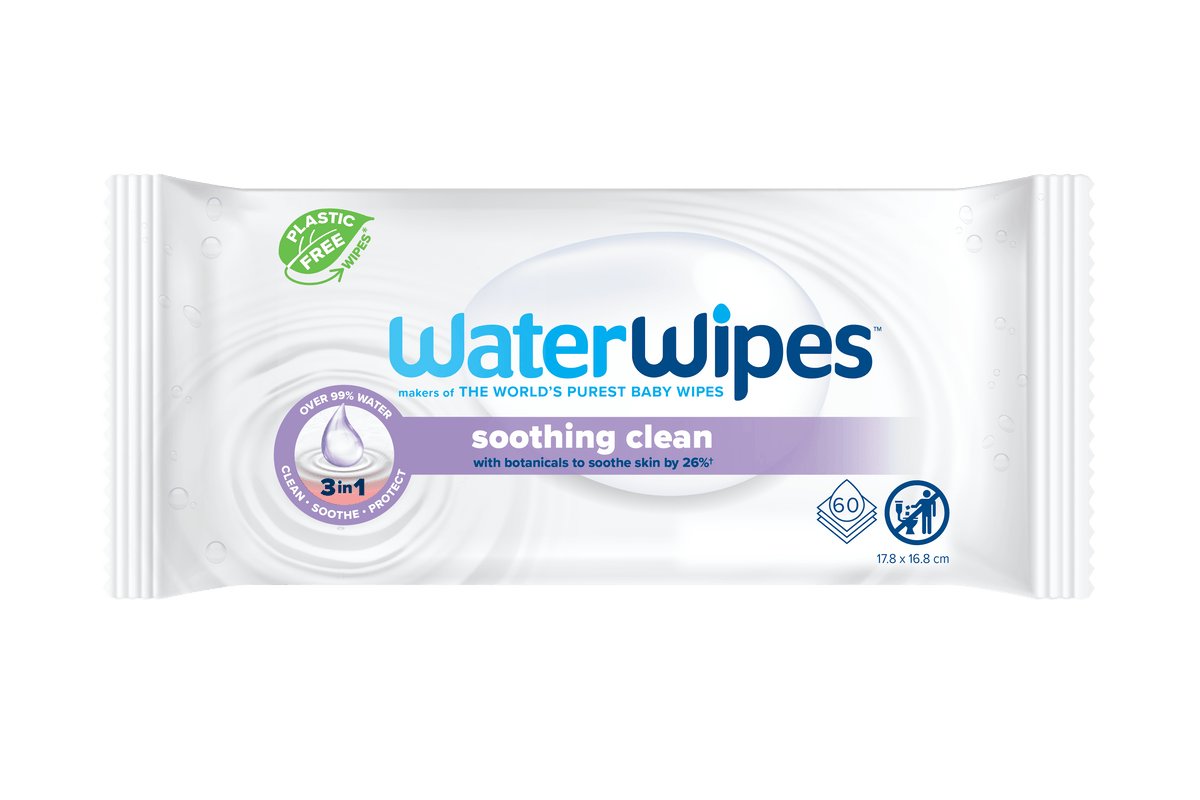 WaterWipes Soothing Clean - Pack of 60's /720's (Plastic-Free)