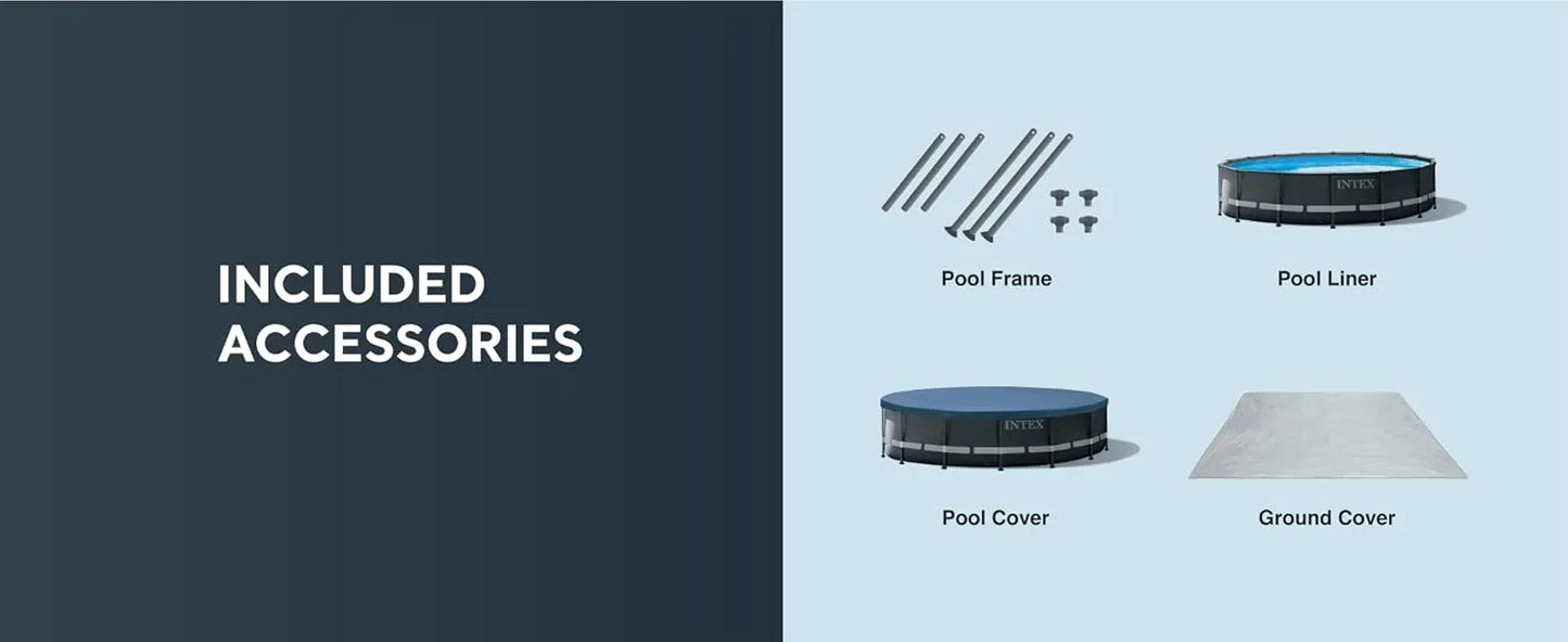 Intex Ultra XTR Frame Pool Set (4.88x1.22m) with Cloth, Cover, Ladder and Filter Pump with Intex Inflatable My Baby Float Bundle
