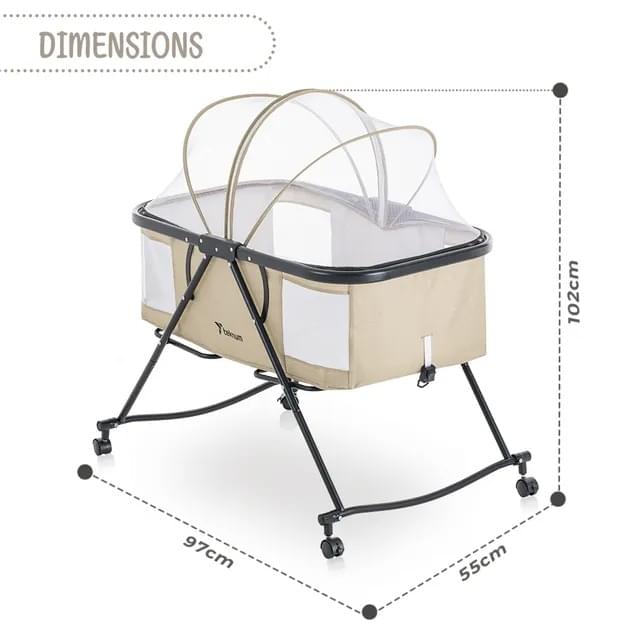 Teknum 3-in-1 Baby Cot, Cradle With Mosquito Net – Ivory