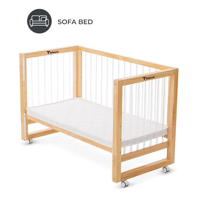 Teknum Prism 4-in-1 Convertible Crib with Mattress – White.
