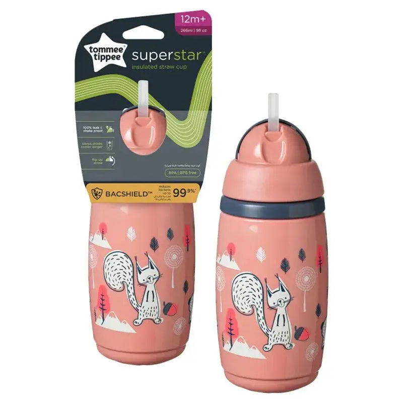 Tommee Tippee Superstar Insulated Straw Cup - Pink (266ml)