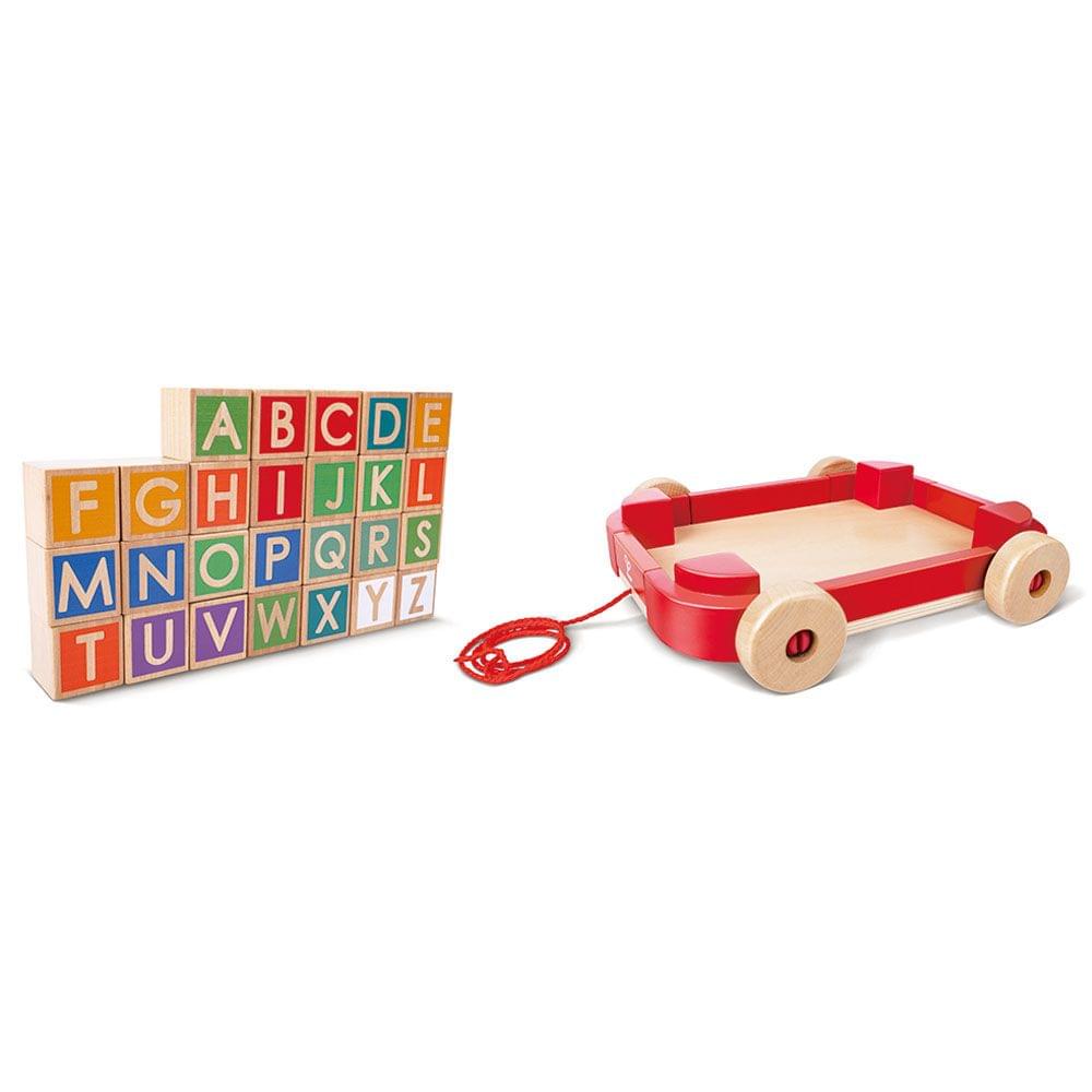 Hape Pull Along Cart With Stacking Blocks