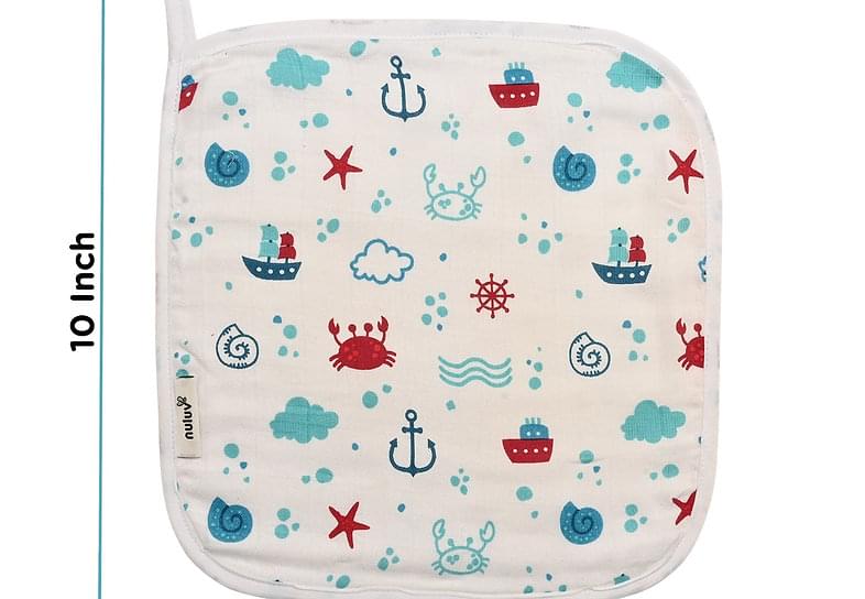 Nuluv Ultra Soft Bamboo Cotton Wash Cloth (Red Anchor) - Pack of 6