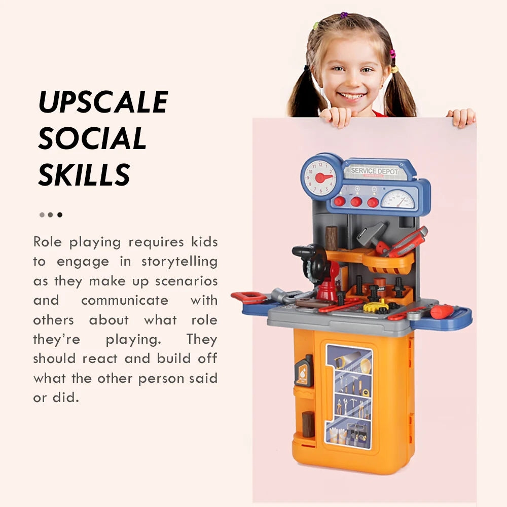 Little Story Role Play Mechanic/Tools Table Toy Set Luggage Case (Yellow, 39pcs)
