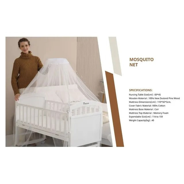 Teknum 7-in-1 Convertible Kids Bed & Bedside Crib – White