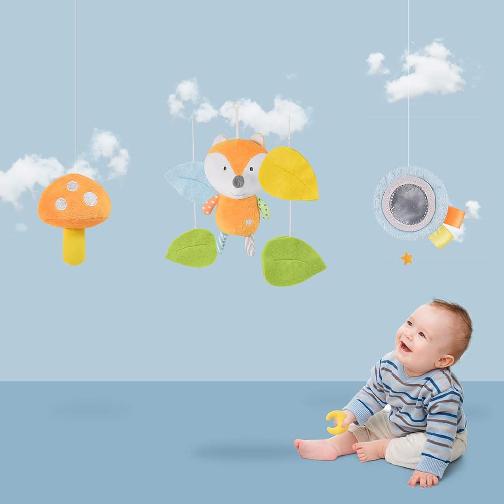 دوّارة سرير الأطفال الموسيقية Konig Kids Fox مع ألعاب معلّقة محشوة