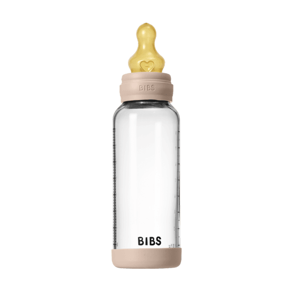 Bibs Glass Bottle Round Latex Medium Flow (240ml)