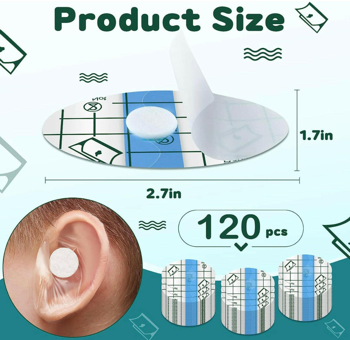 120 Pieces Ear Covers Waterproof for Baby.