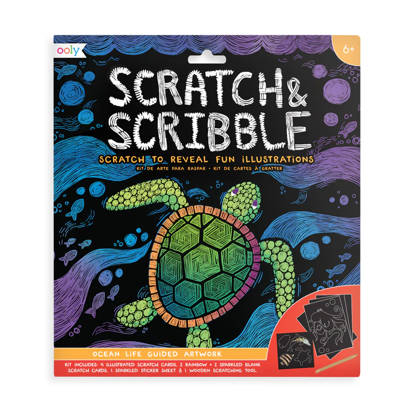 ocean life scratch and scribble scratch art kit By Ooly.