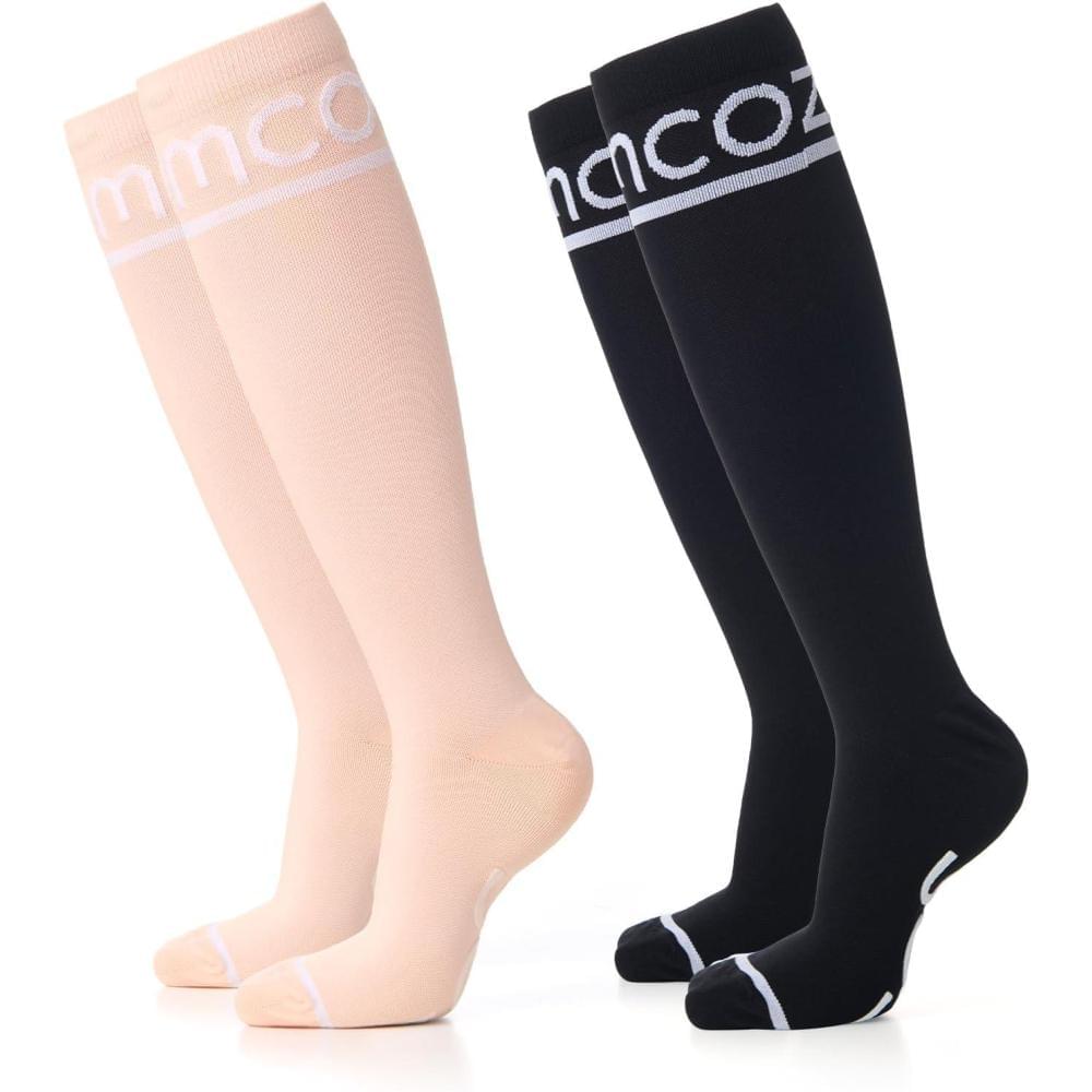 Momcozy Maternity Compression Socks (Light Pressure, L/XL, Black Pink)