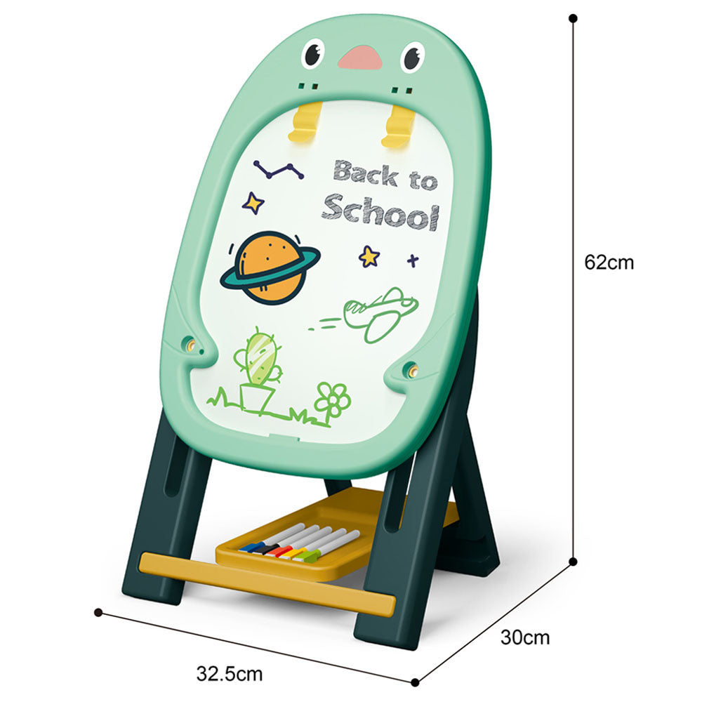 Little Story Artist Penguin Double Sided Magnetic Drawing Board With 2 Board Games (46 Pcs, Green)