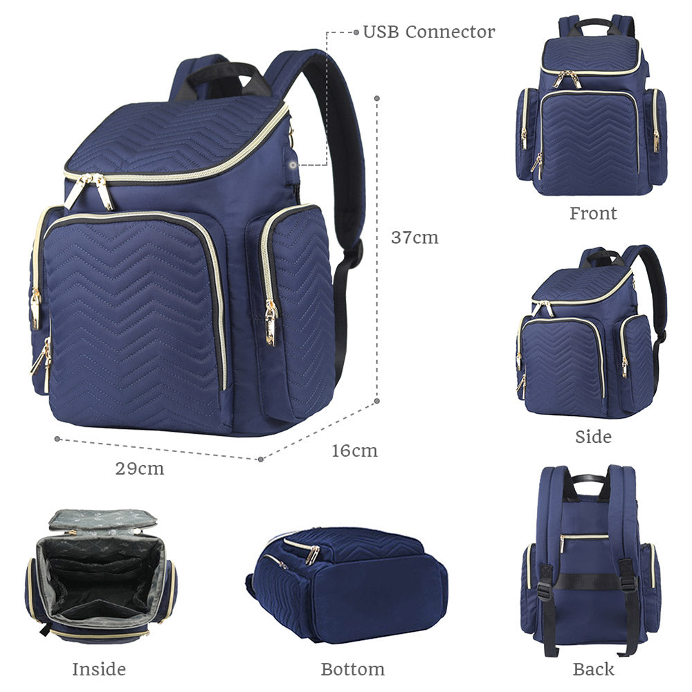 Little Story Georgia Diaper Bag With Changing Pad & Stroller Hooks