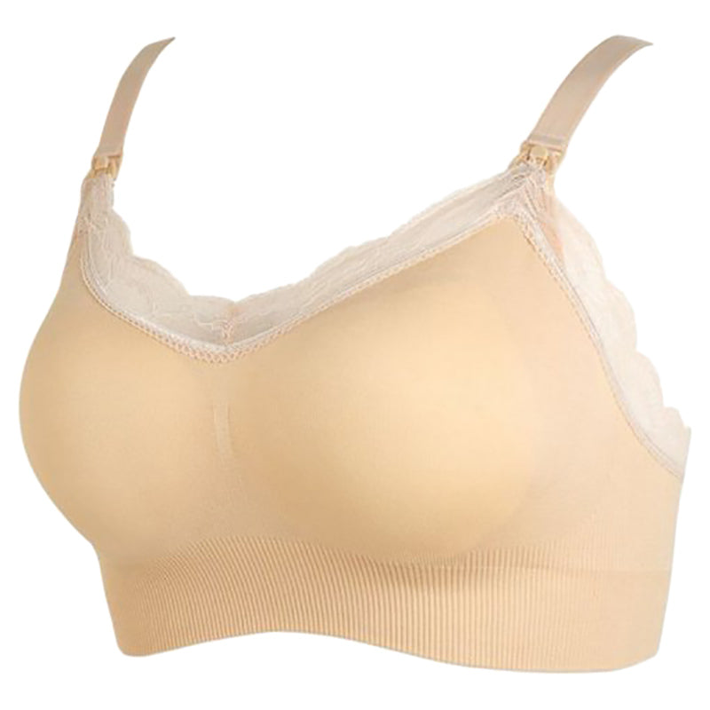 Blooming Blossom Nursing Lace Trim Bra (Nude)