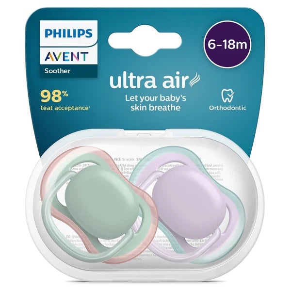 AVENT Ultra Air Sother، من عمر 6 إلى 18 شهرًا، عبوتان غير مزخرفتين
