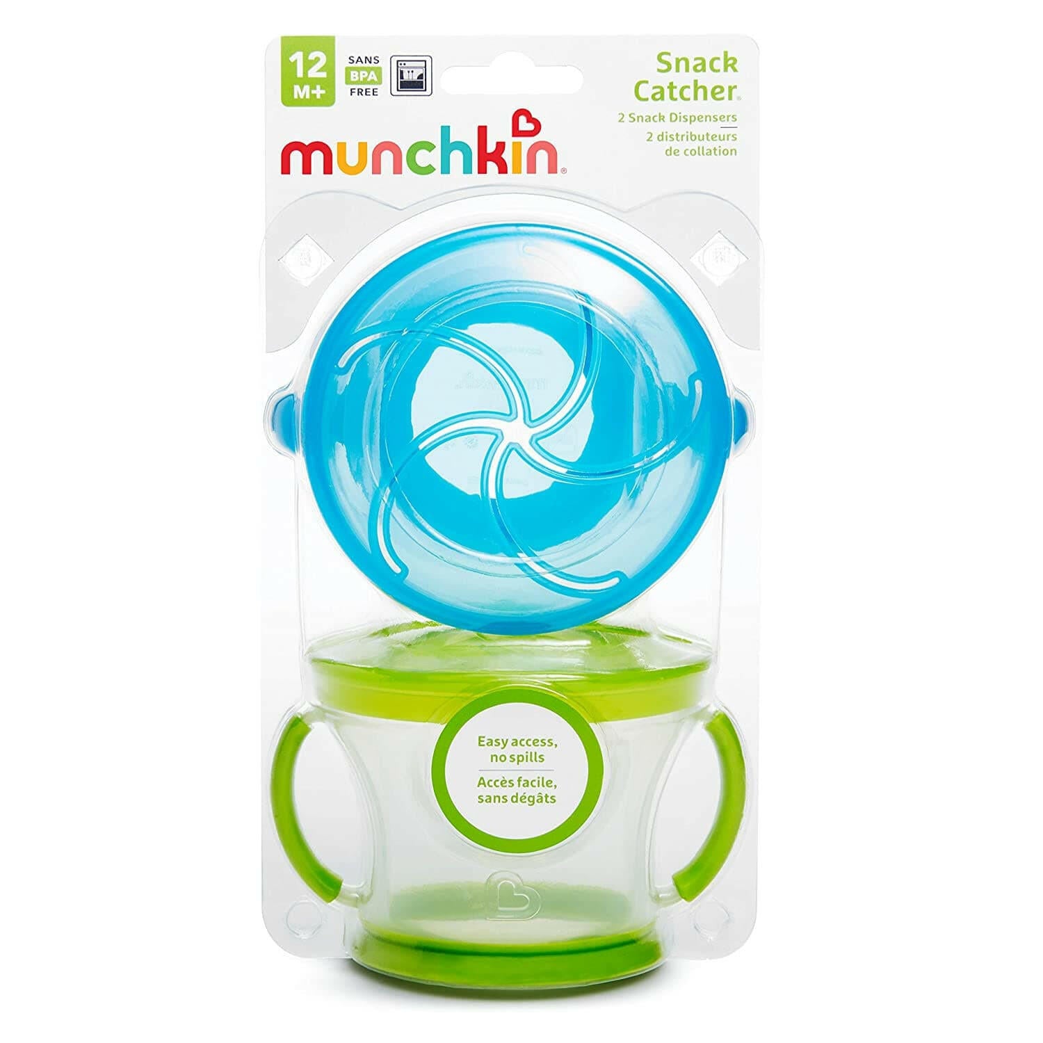 Munchkin Snack Catcher, 2 Pack, Blue/Green.
