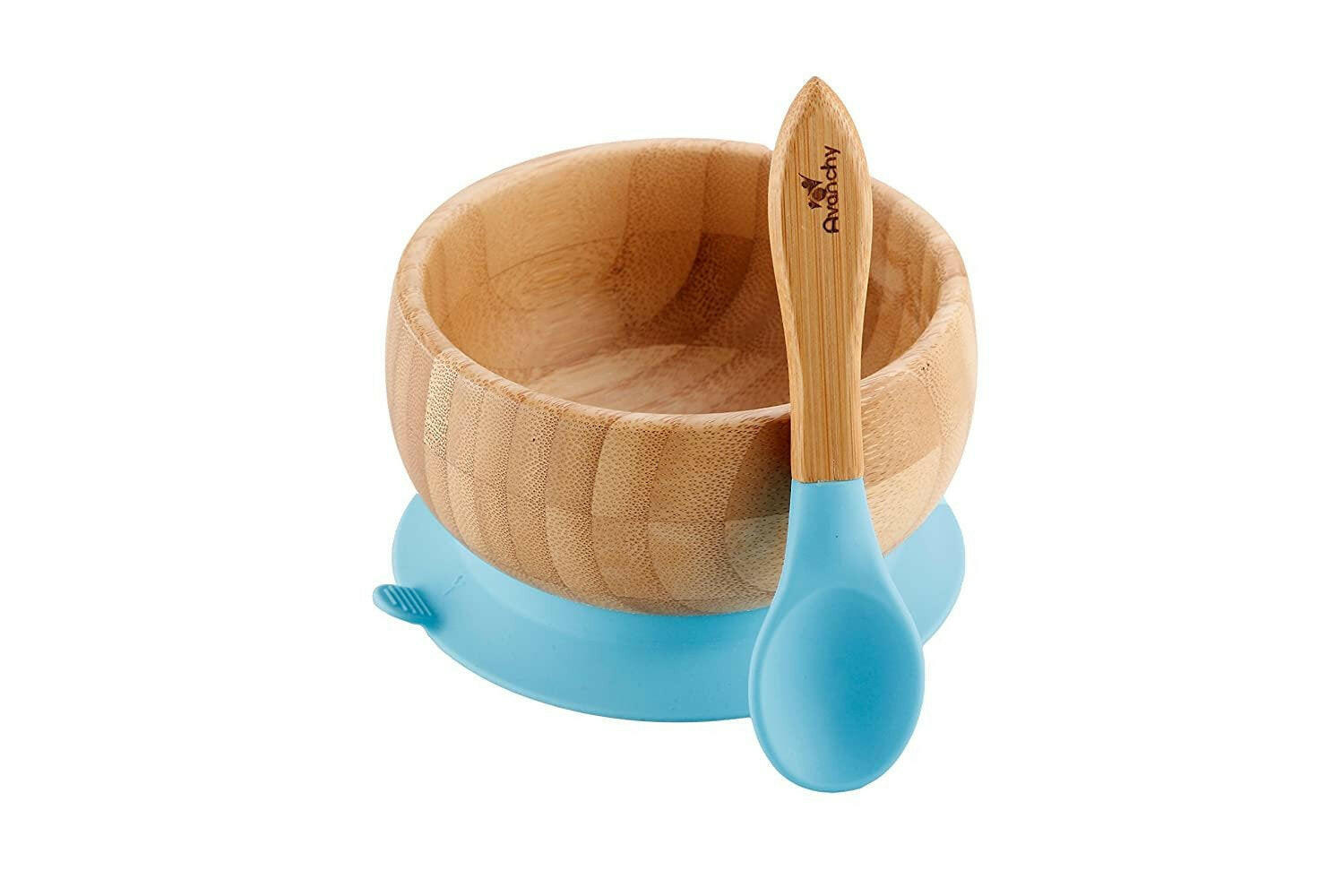 Bamboo Baby Suction Bowl and Spoon Set - Blue.