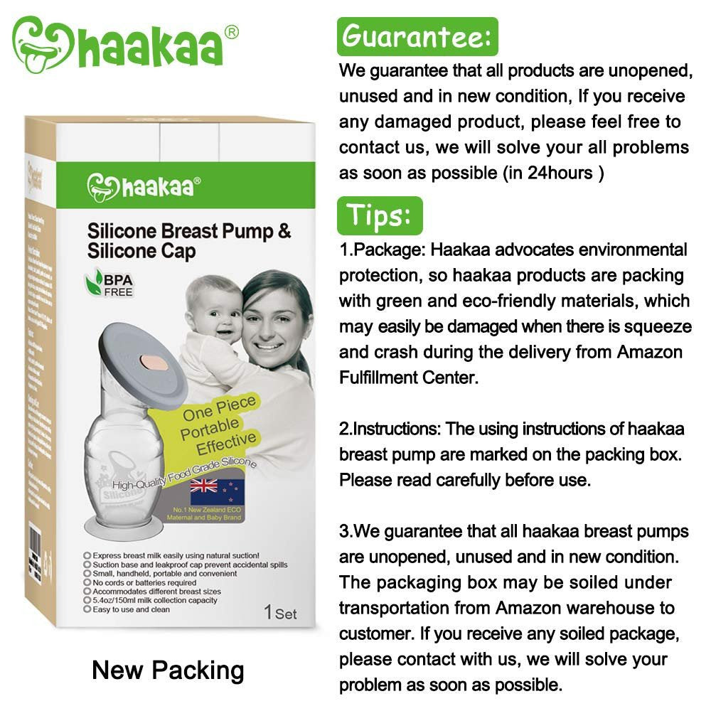 Haakaa Silicone Breast Pump & Silicone Cap 5.4oz/150ml.