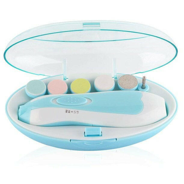 Baby Electric Nail Trimmer Set with LED Light - Blue.