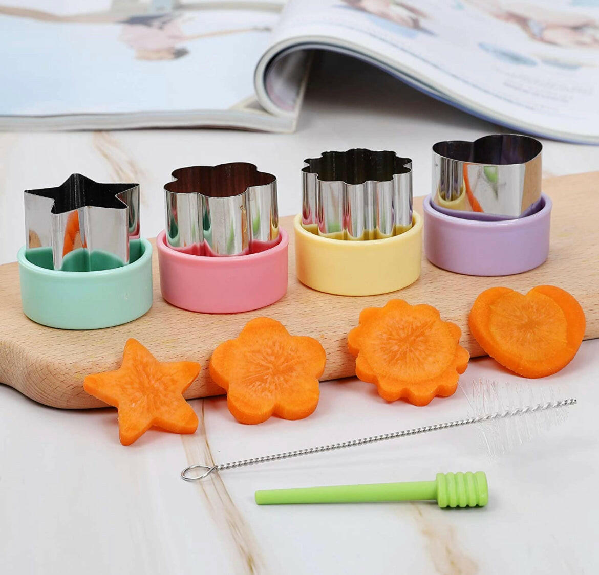 Vegetable Cutters Shapes Set and 20 pcs Food Picks and Forks by Magigift.