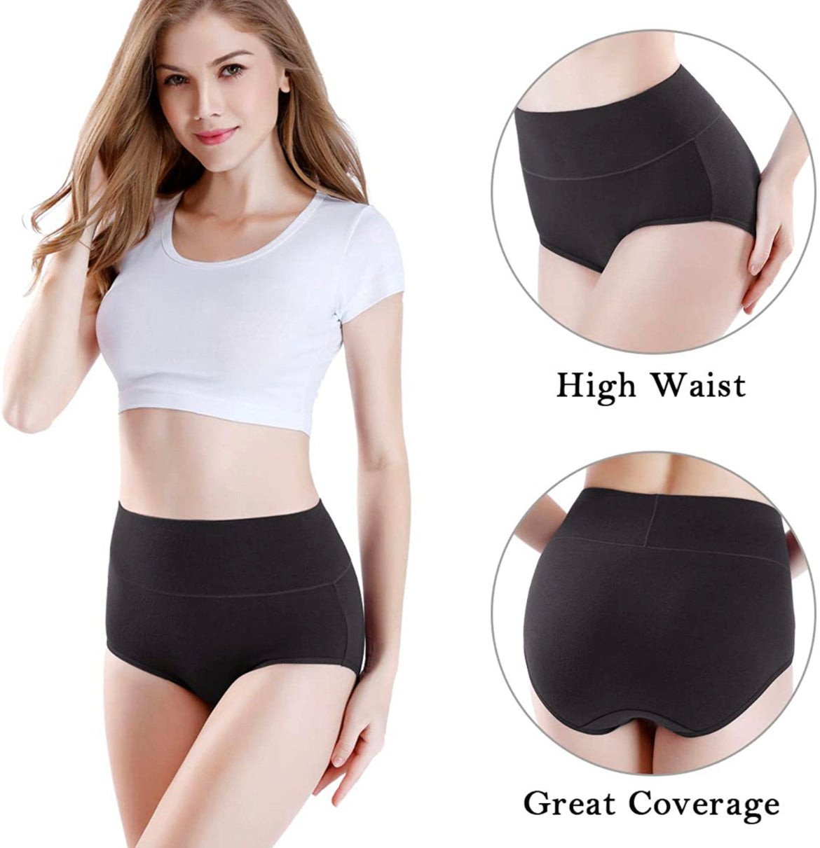 wirarpa Women's High Waisted Cotton Underwear Soft Full Briefs Ladies Breathable Panties Multipack.