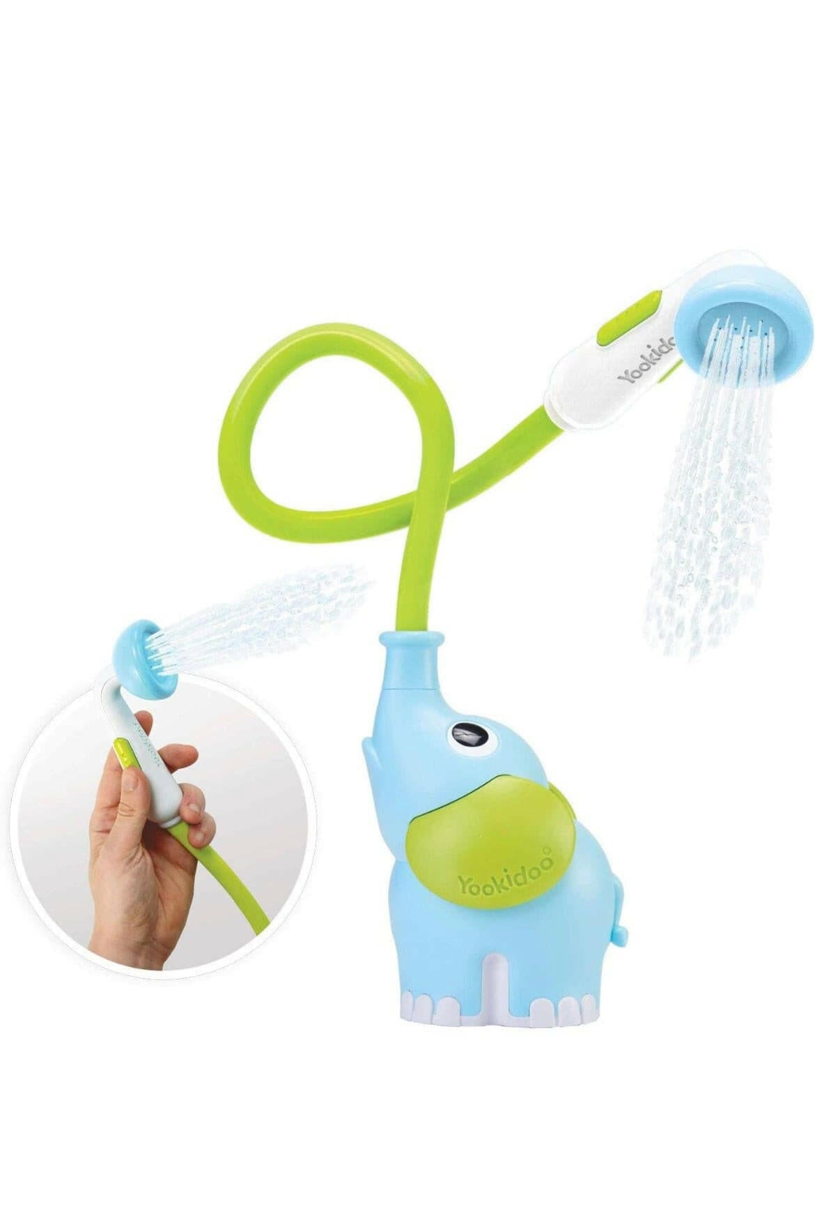 Yookidoo Baby Bath Shower Head - Elephant Water Pump with Trunk Spout Rinser.