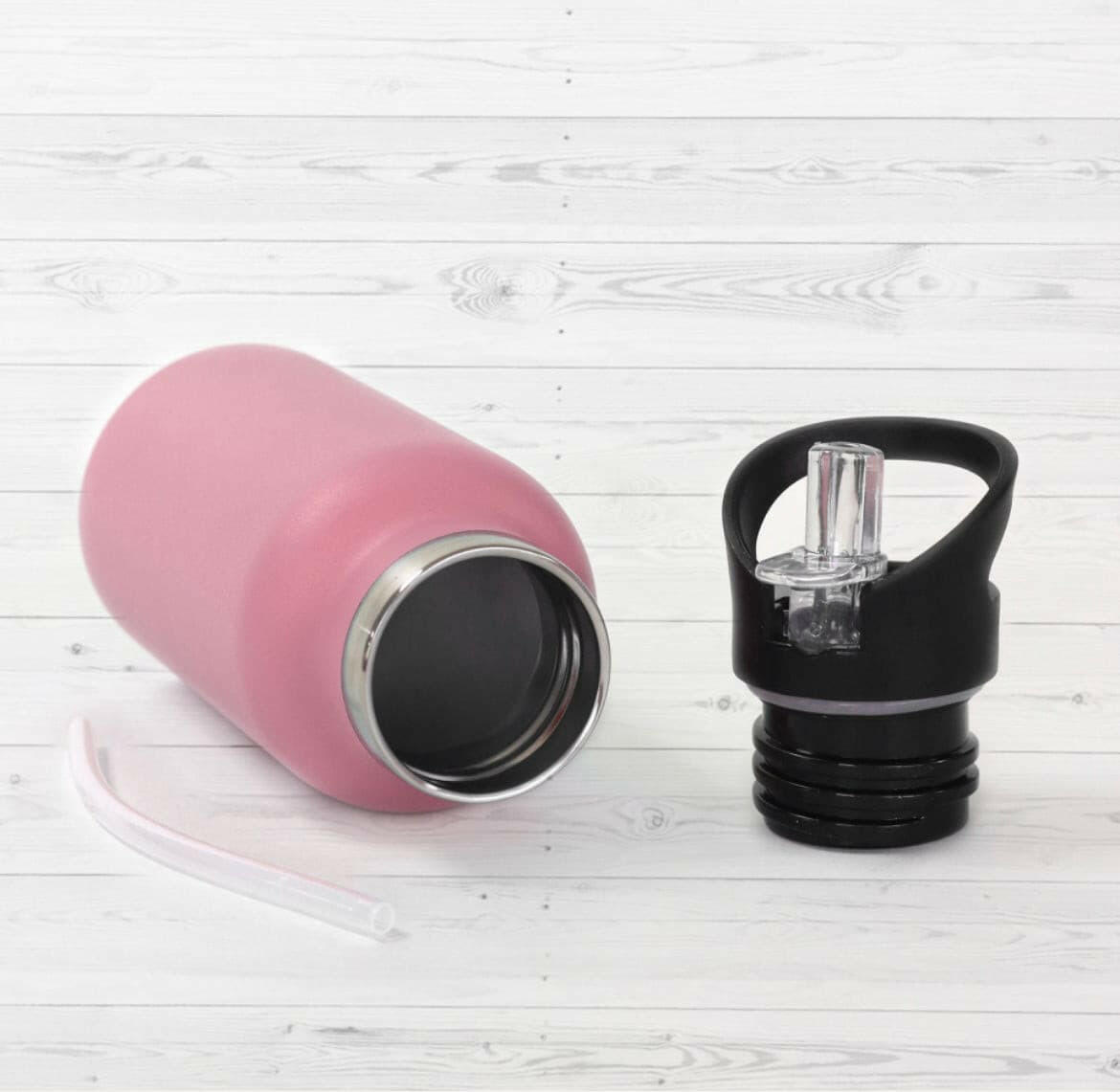 Bonjour Sip Box Premium Stainless Steel Insulated Water Bottle with Straw Lid and Handle Cap.