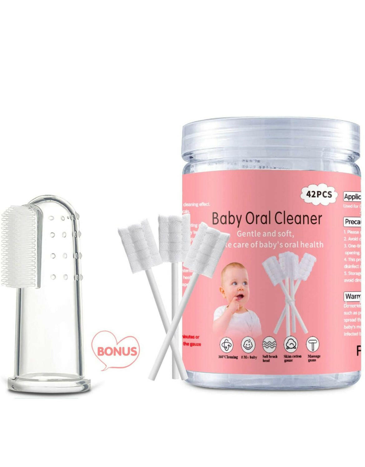 42Pcs Disposable Infant Baby Tongue Cleaner and Baby Toothbrush for 0-36 Month.