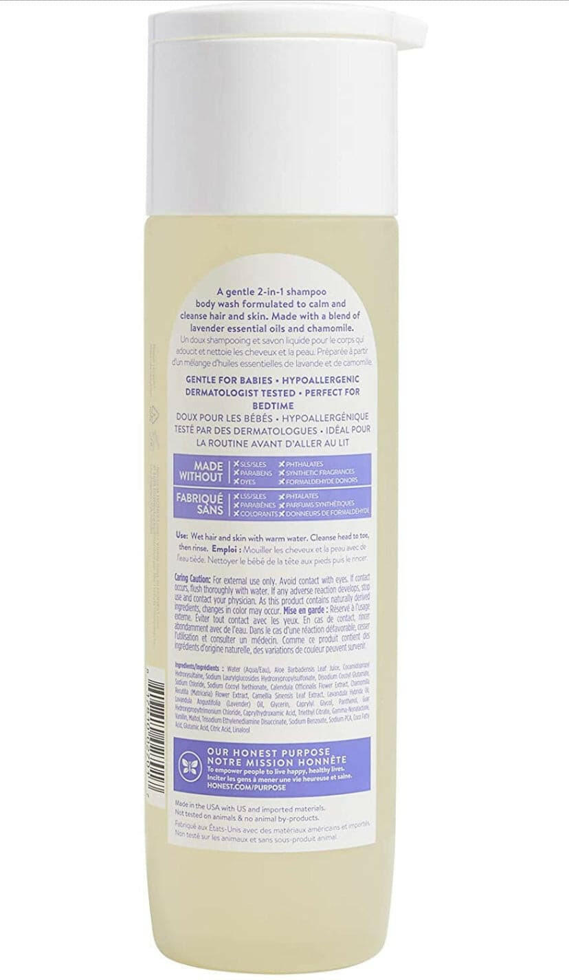 The Honest Company Truly Calming Lavender Shampoo + Body Wash, Tear Free Baby Shampoo , Naturally Derived Ingredients, Sulfate & Paraben Free Baby Wash, 10 Fl Oz.