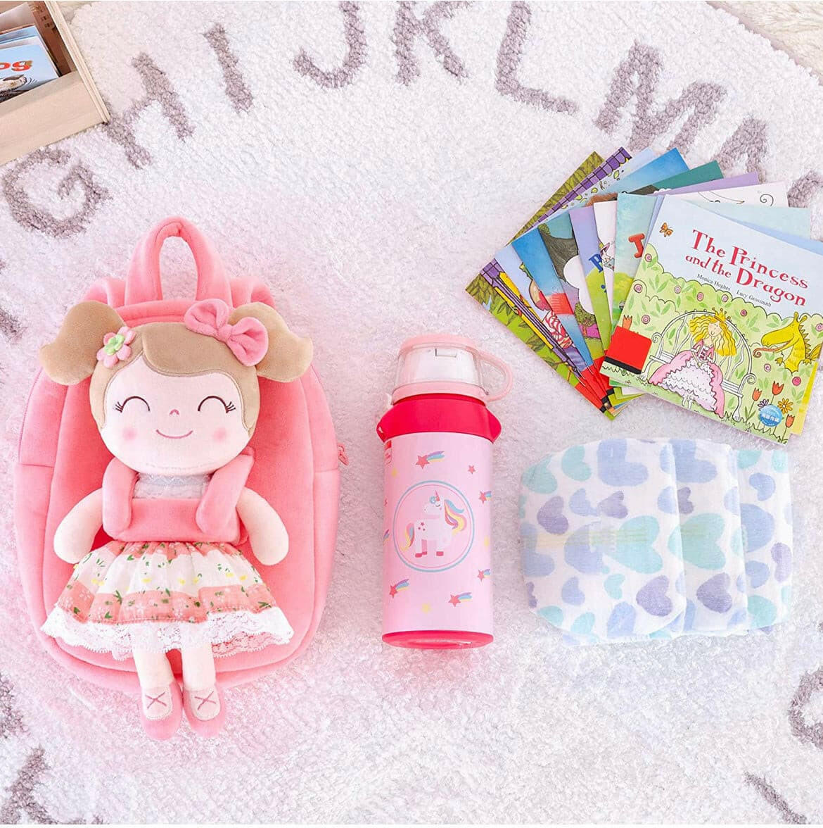 Baby Girl Gift Toddler Backpack with Spring Girl Doll by Gloveleya.