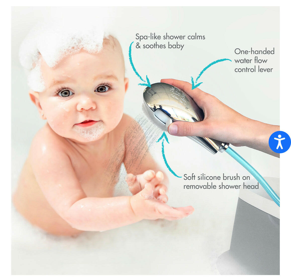 The First Years Rain Shower Baby Spa with Soothing Spray Showerhead.