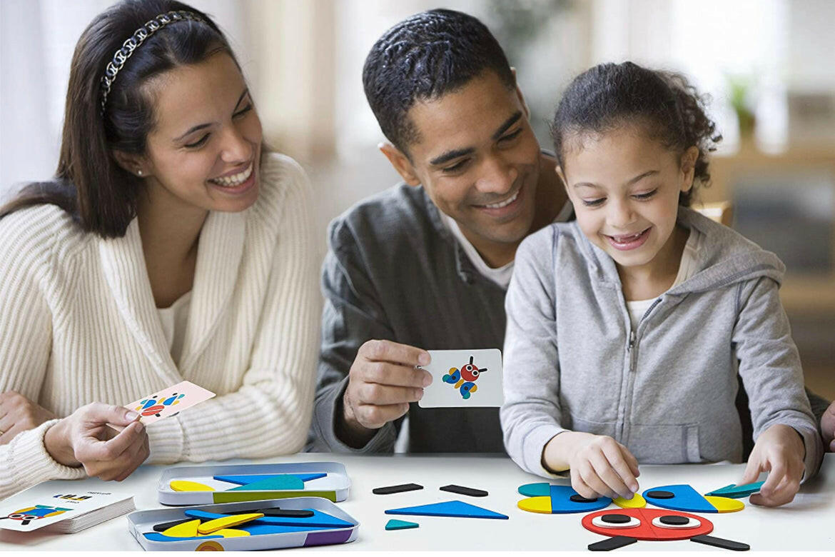 LIKEE Wooden Pattern Blocks Jigsaw Puzzle Montessori Toys.