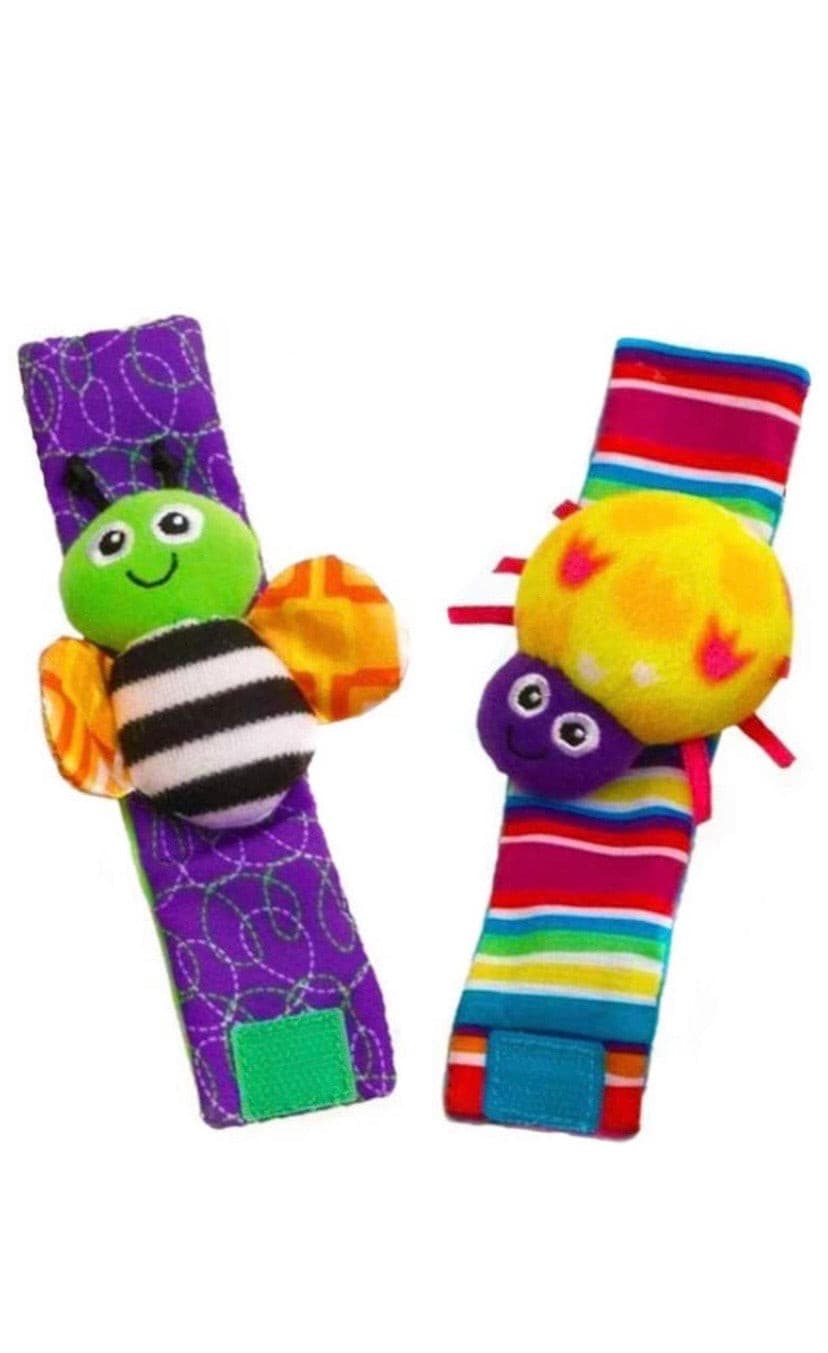 Blige SMTF Cute Animal Soft Baby Socks Toys Wrist Rattles and Foot Finders for Fun Butterflies and Lady bugs Set 4 pcs.