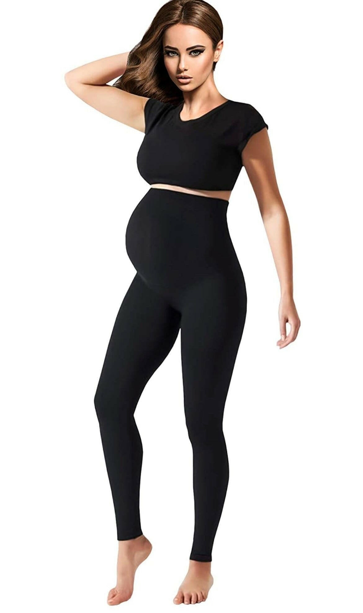 Maternity Leggings Active Wear Over The Bump Pants Pregnancy Shaping Over The Belly Postpartum Breastfeeding.