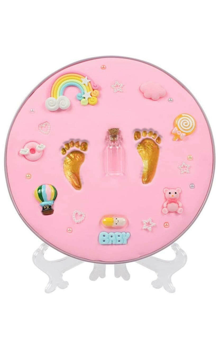 Elf Star Newborn Baby Handprint and Footprint Keepsake Decoration Gifts, Pink.