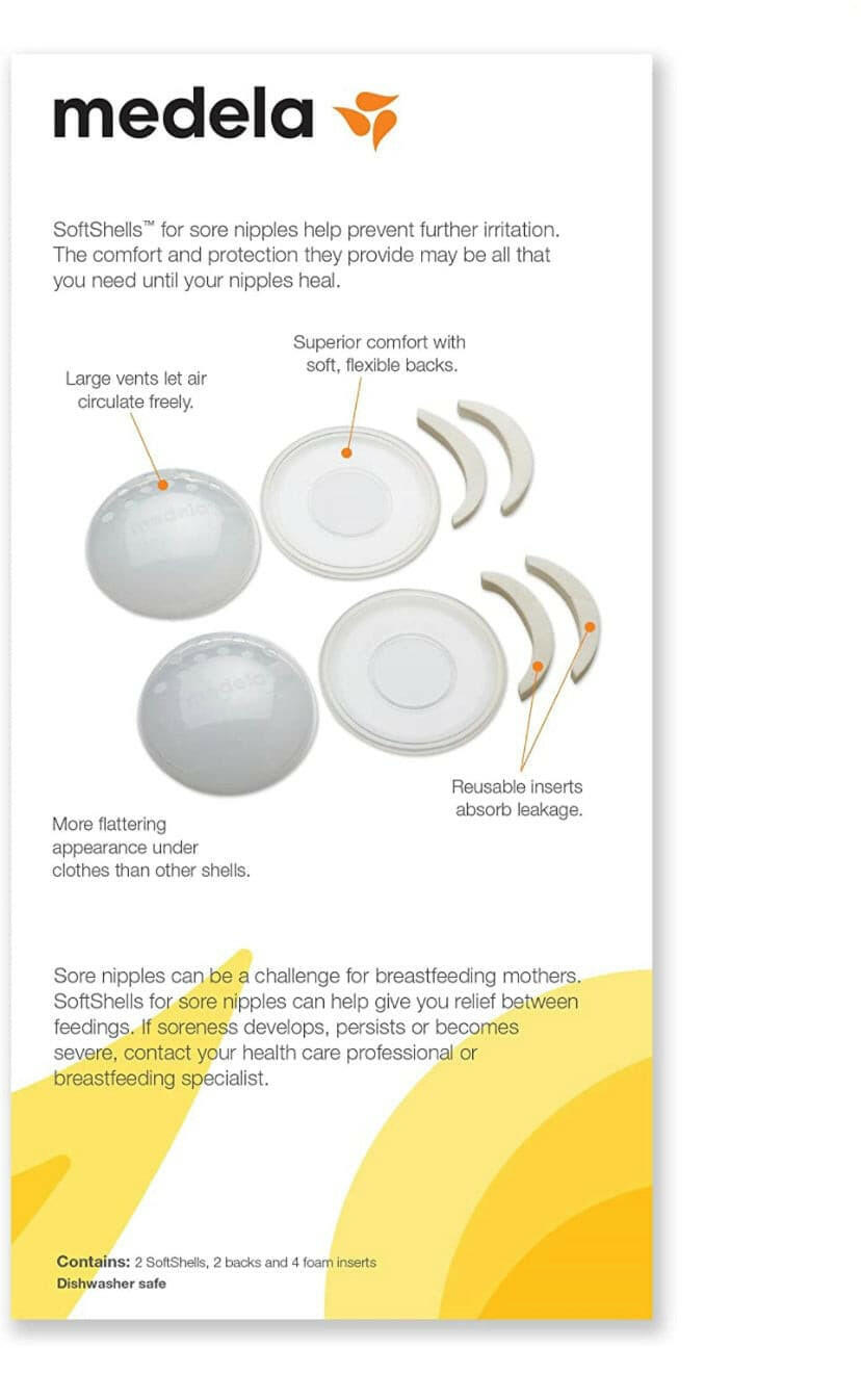 Medela SoftShells Breast Shells for Sore Nipples for Pumping or Breastfeeding, Discreet Breast Shells, Flexible and Easy to Wear, Made Without BPA.