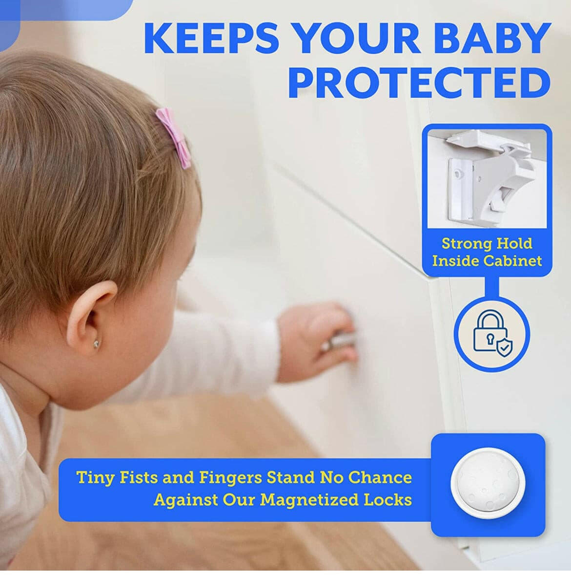 Eco-Baby Child Safety Magnetic Cabinet and Drawer Locks for Proofing Kitchen 12 Pack Child Latches.