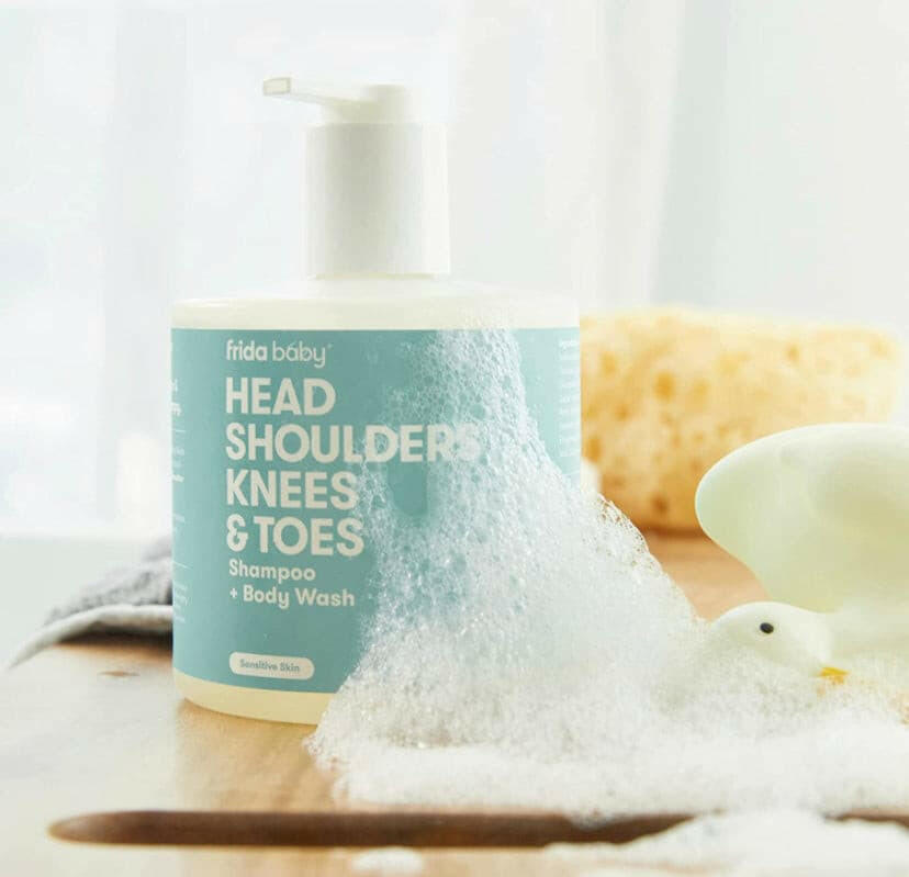 Head Shoulders Knees & Toes Shampoo + Body Wash by Frida Baby Head to Toe Tear Free Baby Shampoo and Body Wash for Sensitive Skin and Dry Skin.