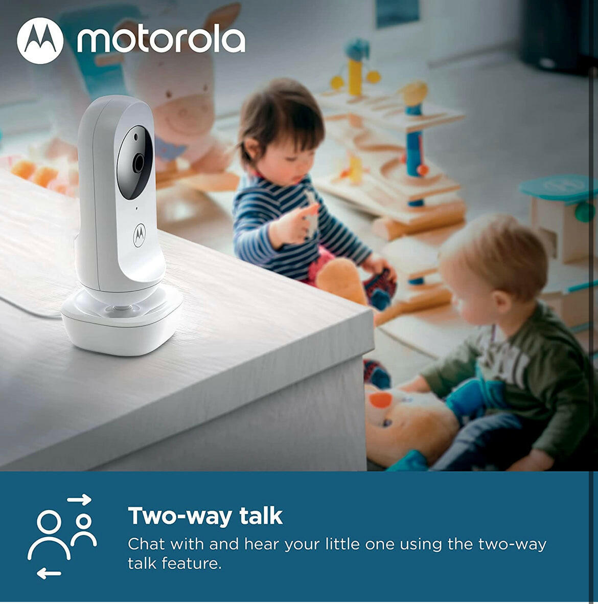 Motorola Baby Monitor - VM34 Video Baby Monitor with Camera, 1000ft Range 2.4 GHz Wireless 4.3" Screen, Two-Way Audio, Manual Pan/Tilt, Digital Zoom, Room Temperature Sensor, Lullabies, Night Vision.