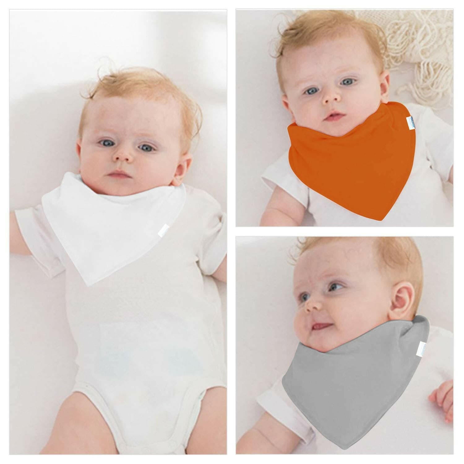 Baby Bibs 8 Pack Unisex Baby Bandana Drool Bibs for Boys & Girls Solid Colors.