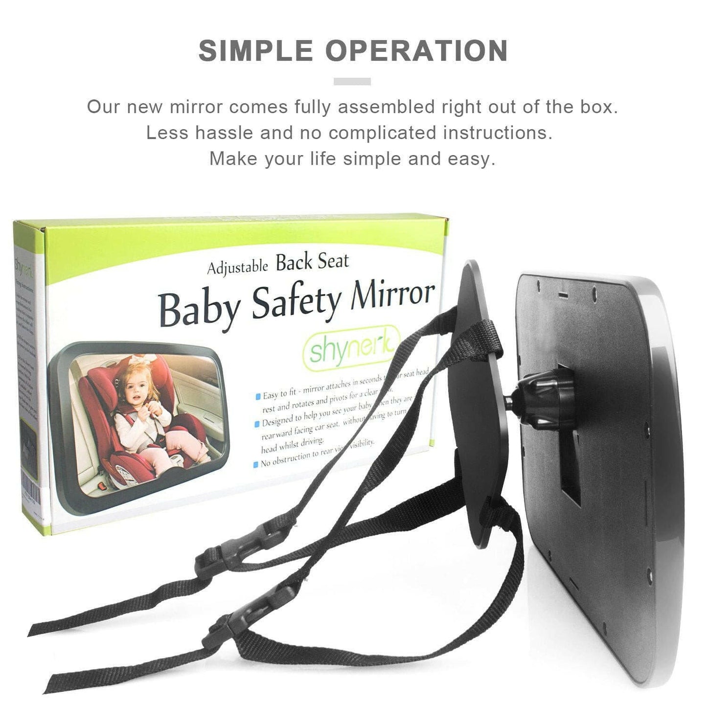 Baby Car Mirror, Safety Car Seat Mirror for Rear Facing Infant with Wide Crystal Clear View, Shatterproof, Fully Assembled, Crash Tested and Certified.